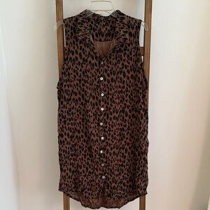 Olympia Leopard Print Sleeveless Button-Up dress 100% silk